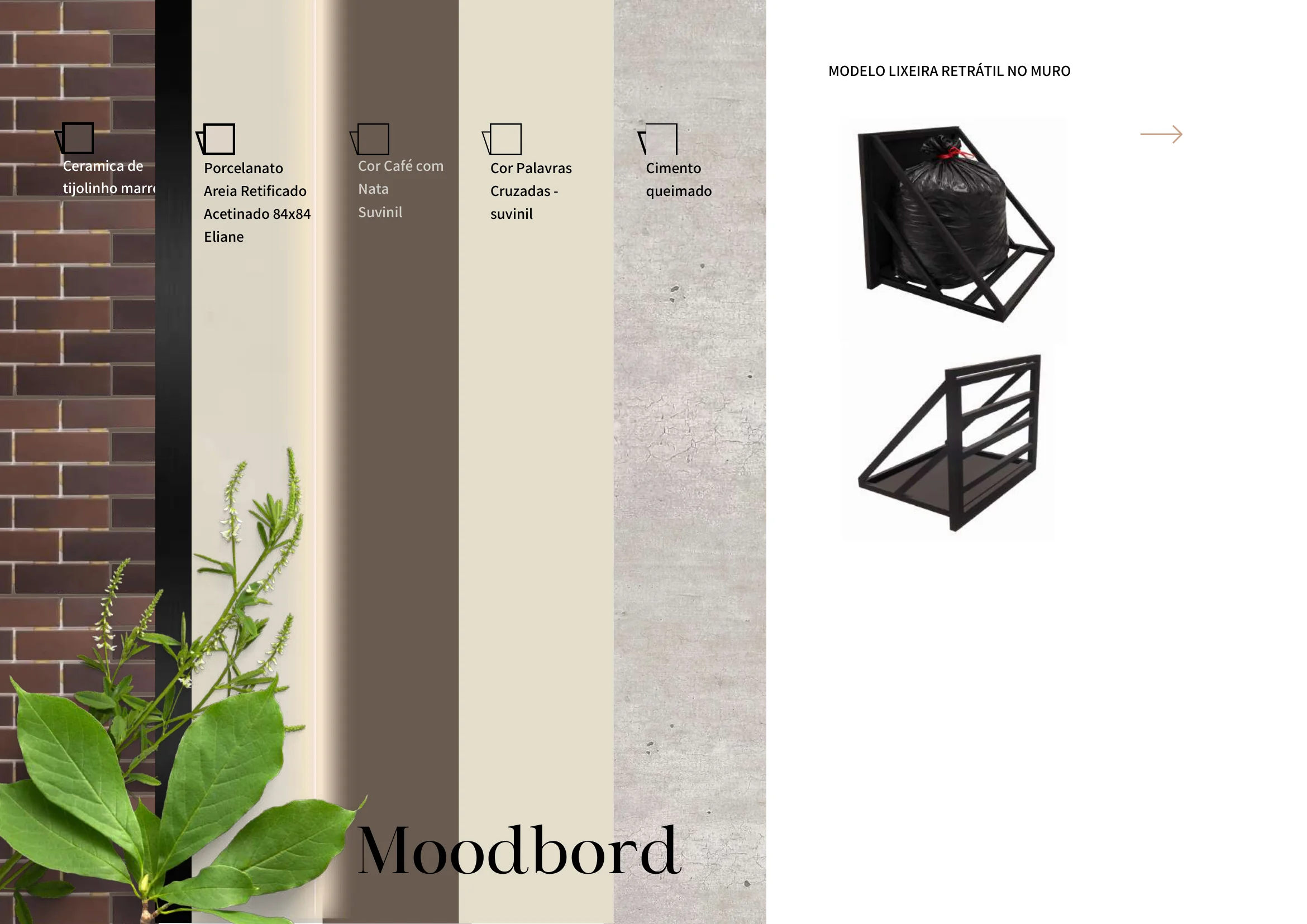 Moodboard Villa Maré — paleta de acabamentos