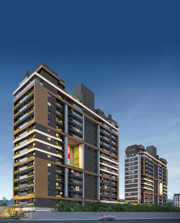 Edifício de alto padrão em execução em Curitiba com equipe CLT da Shark Construtora na estrutura
